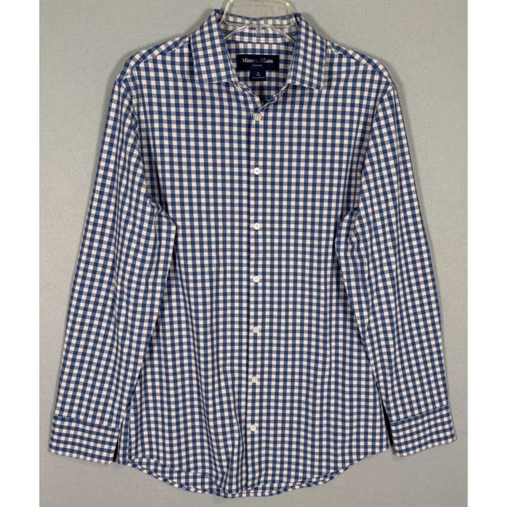 NWOT Mizzen Main Leeward Performance Dress Shirt Mens M Plaid Button Up Trim Fit